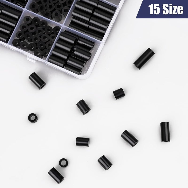 wegoup 330 Pcs Black Nylon Electrical Outlet Spacers Kit - Non-Threaded Round Plastic Spacers for Switch & Receptacle Screws, Secure Fit Spacer Assortment for Outlet Installation - Image 4